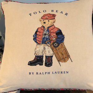 POLO Bear Pillow 18" by 18" beige and pale blue